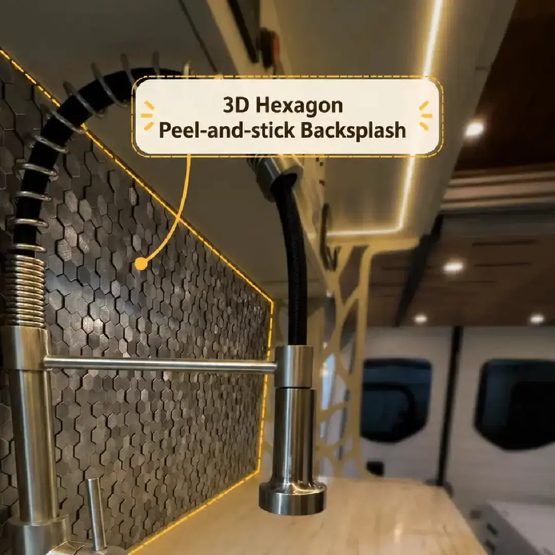 3D Hexagon Peel-and-stick Backsplash