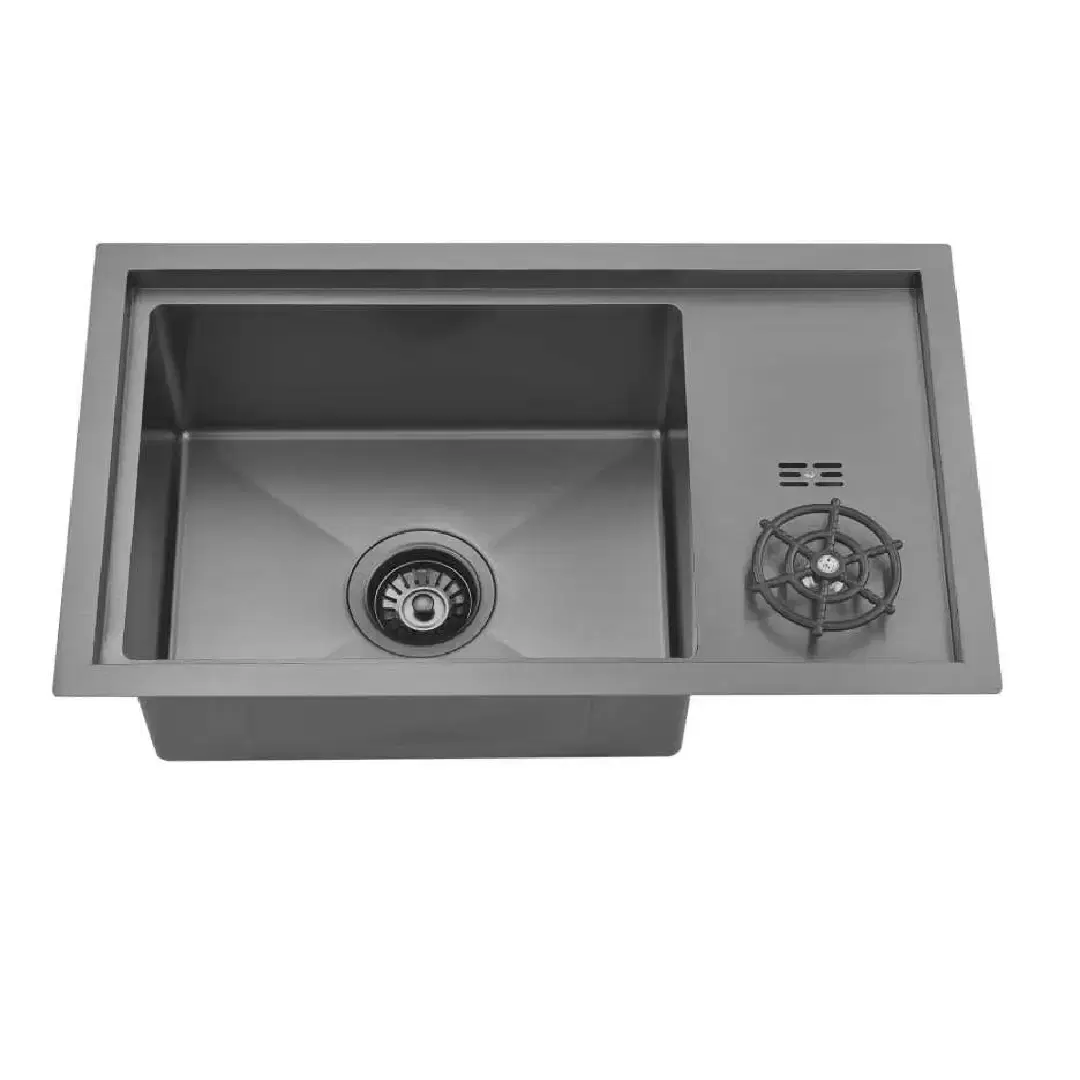 Black Bar Sink with Glass Rinser