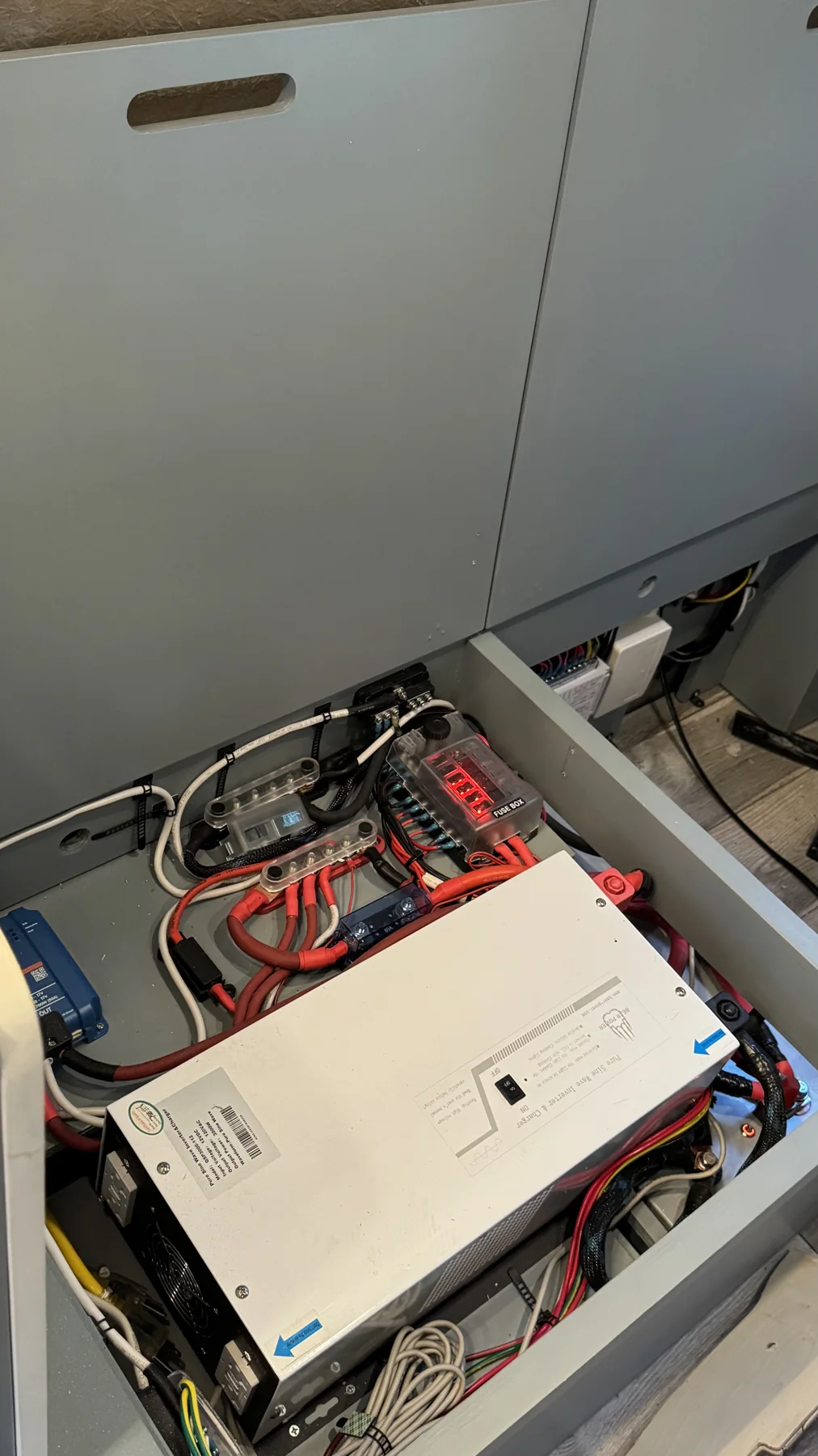 Clean and serviceable electrical system installed inside cabinetry
